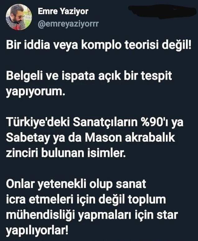 Sabetayistlerin en büyük projeleri Müzik-sanat yolu ile gençleri sekülerleştirmek. Seküler ve hedonist nesil bunların sigortası. Çünkü seküler nesil bunlara düşman olmaz. İslama ve kültürlerine düşman olurlar. Sezen Aksu da bu halkada.