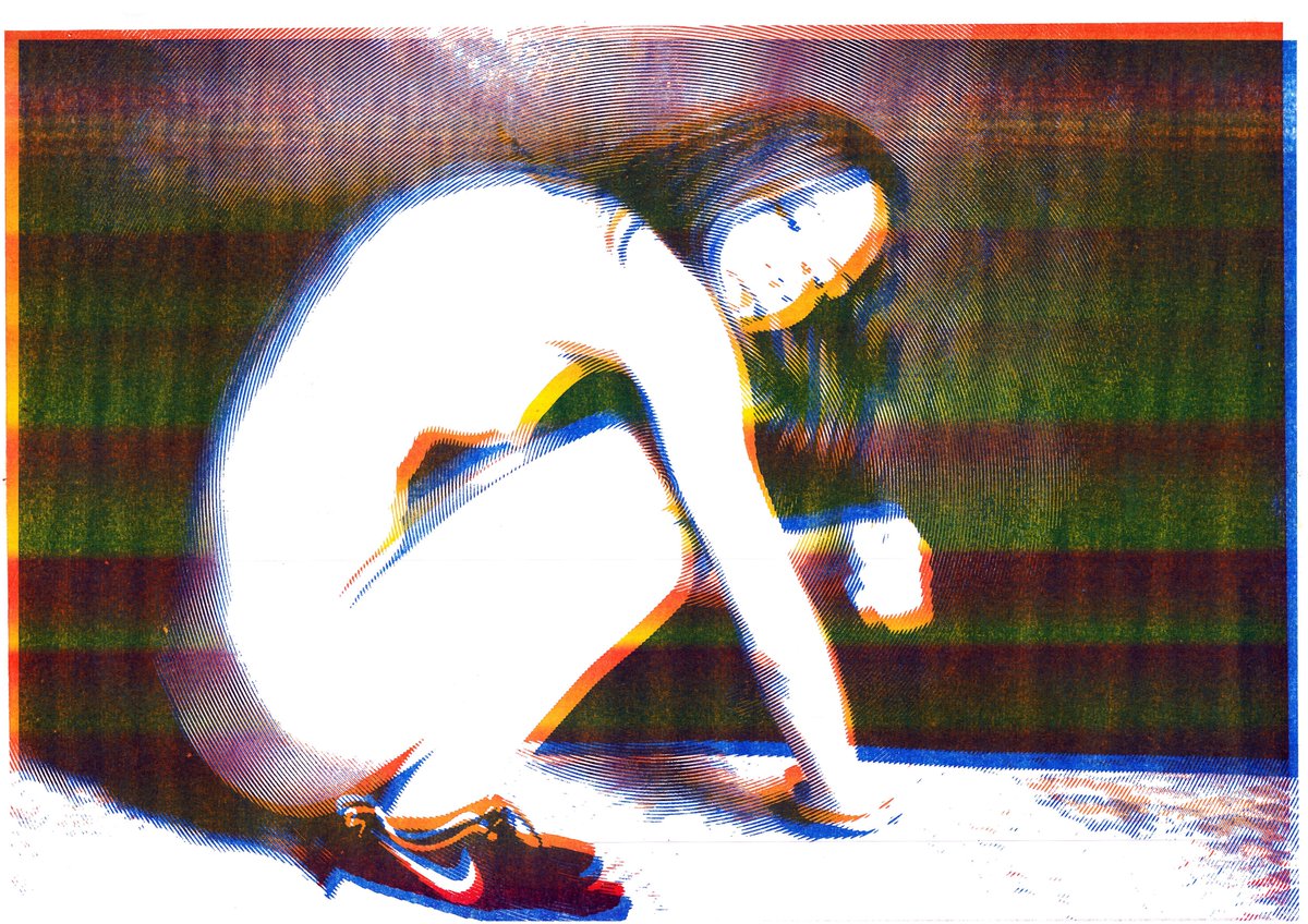 poisbem's tweet photo. a image and closeups / to cortazar #riso #poster #halftone #splitfountain https://t.co/vfajee0ffG