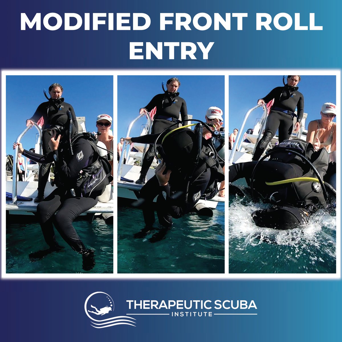 TherapScubaInst's tweet photo. The modified front roll entry, part of the #ScubaForAll toolkit. https://t.co/Y81ou41HOA