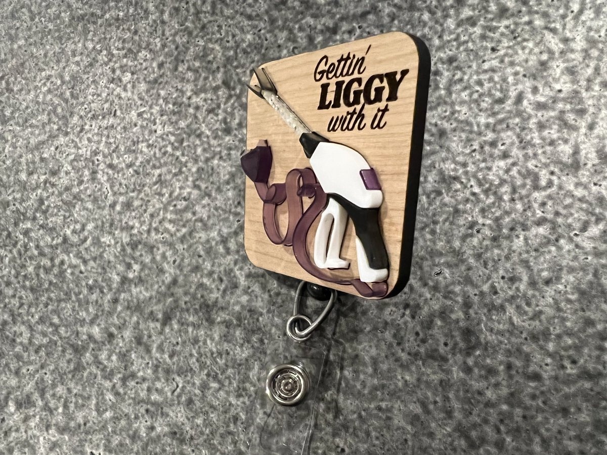 ArchiMed24's tweet photo. The OR at one of the hospitals I work at tried to take away one of my favorite devices we use for open surgery. So I made a badge reel in honor of that device - if you know you know 😉. #MedTwitter #MedArt #OBGYNtwitter #LaserCraft @glowforge https://t.co/txTsLnBCjJ