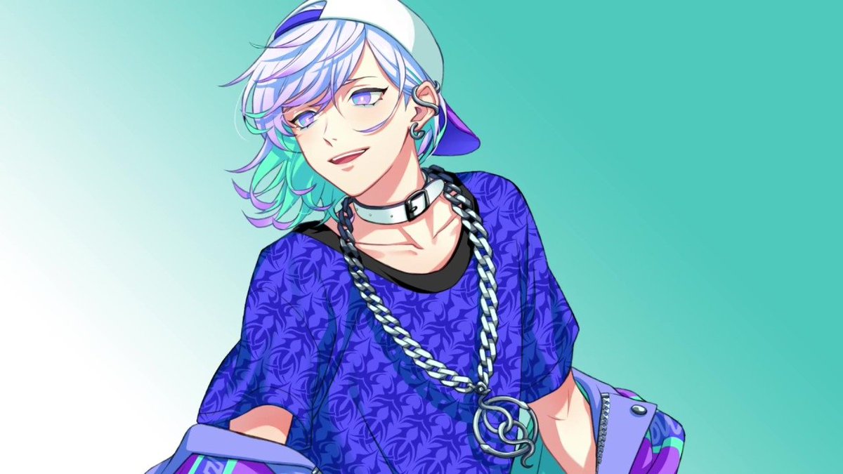 The multicolored hair character for today is Kanata Yatonokami, a poor older brother from Paradox Live! (he/him)

Kanata, who has trust issues and a careless attitude, also has white and light purple hair with aqua underlights.