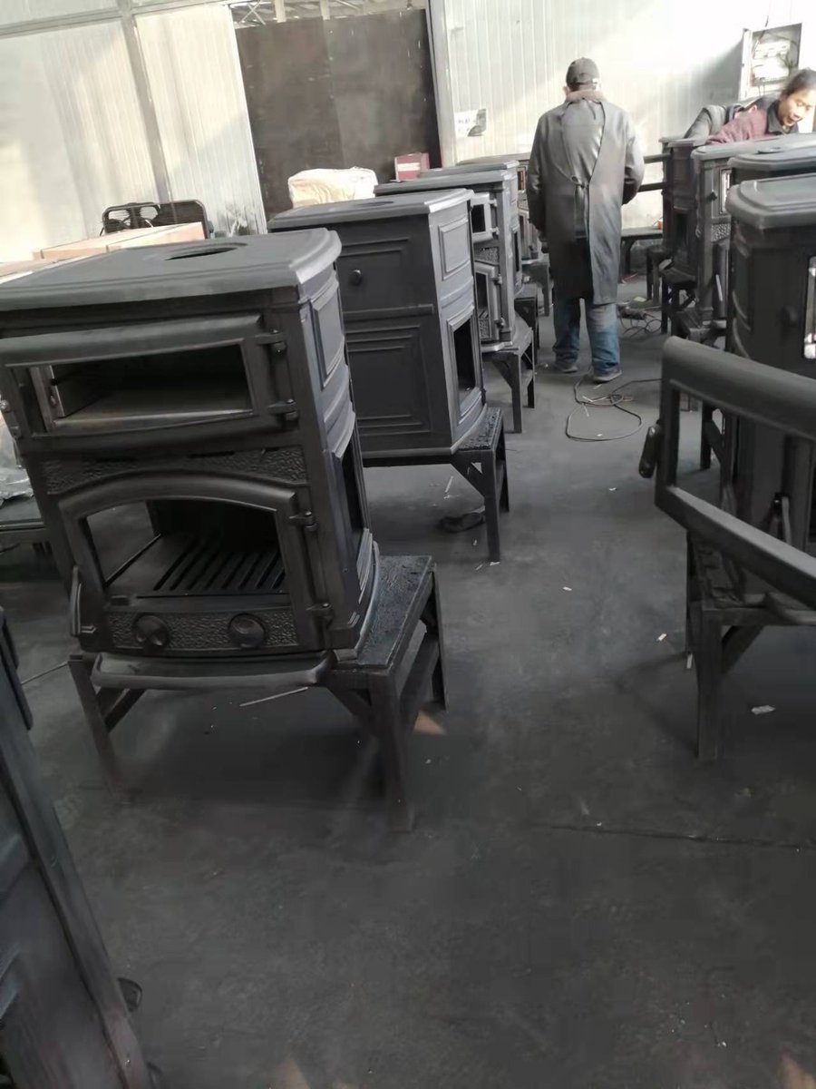 The cooking stove with oven on production line #cookstove  #Cooking  #castiron  #woodburning