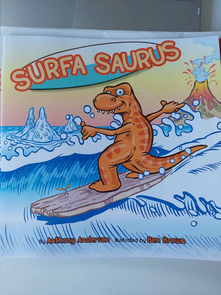 My copy of the brand new Surfa Saurus by Anthony Anderson arrived today.  My granddaughters are going to love it. Thanks <a href="/SidSurfa/">Sid Surfa Saurus</a> ❤😎 #ChildrensBooks