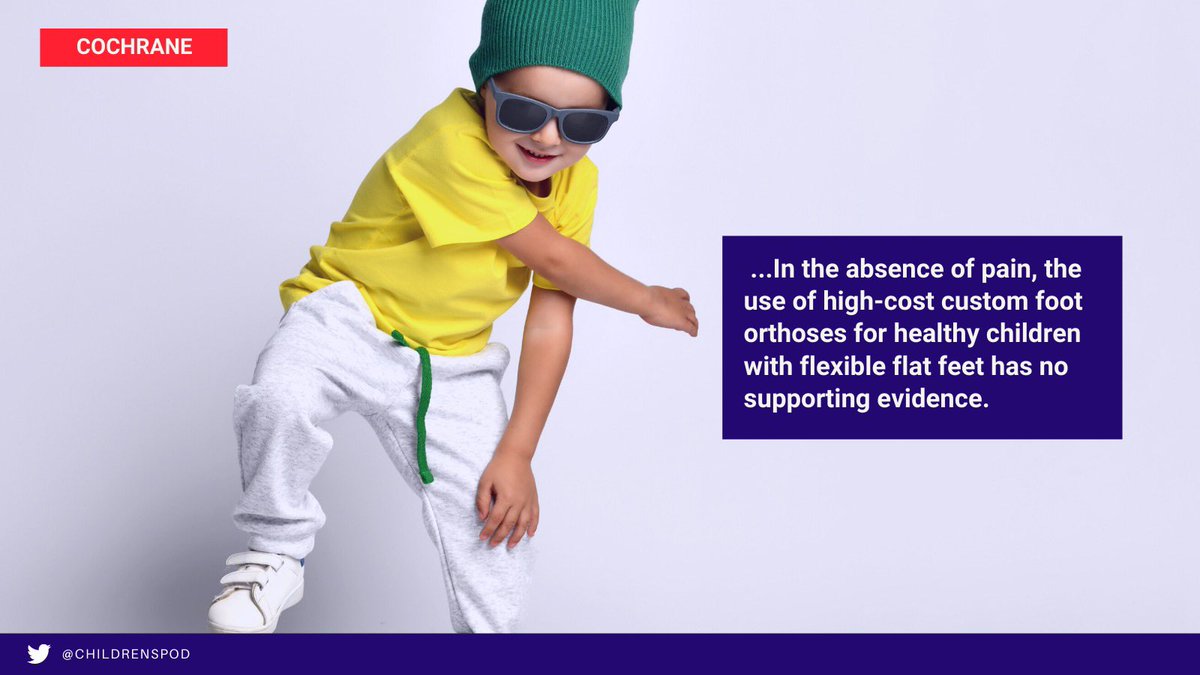 ChildrensPod's tweet image. Updated #systematicreview to guide families &amp;amp; clinicians on treatment for paediatric flat feet. 

Key points: 
1/3. There are many types of non-surgical treatments for flat feet, but unless painful, most children do not need any treatment.

Link: cochrane.org/CD006311/MUSKE…