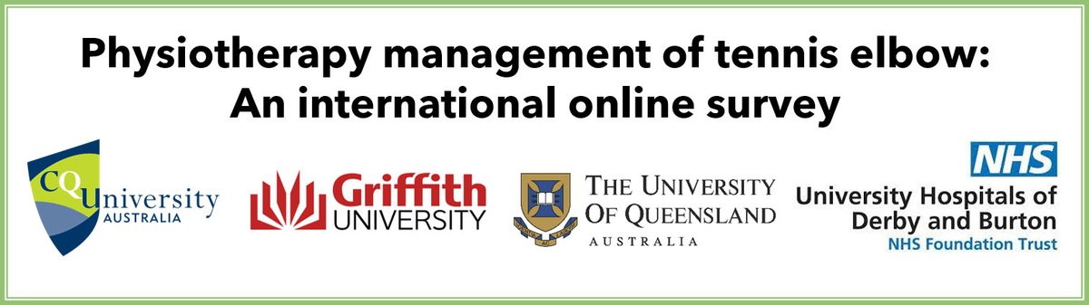 Please help by contributing to an international survey of physiotherapy practice regarding the treatment of people with Tennis Elbow. 
Retweets appreciated.

cqu.syd1.qualtrics.com/jfe/form/SV_3w…
