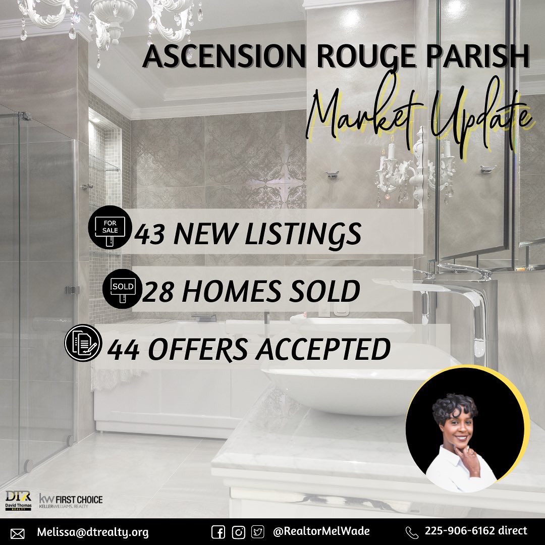 RealtorMelWade's tweet photo. 🚨 Sunday Stats🚨

Market Update for EBR, Livingston, Ascension and WBR parish. Would you like to see another area? Let me know in comments ⬇️

Update includes activity between 1/09/2022- 01/15/2022. https://t.co/1AVtDPCc0B