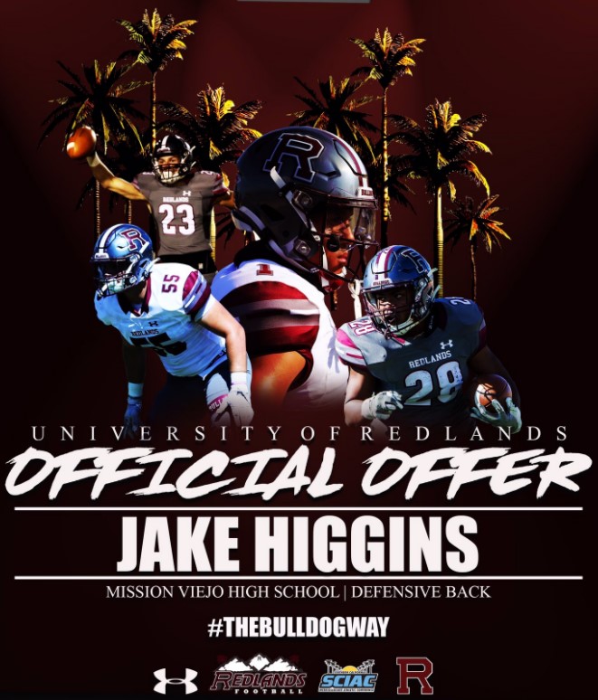 After a great conversation with <a href="/UR_CoachLord/">David Lord</a> , I am excited to announce that I have received an offer from the University of Redlands. <a href="/diablocjohnson/">Chad Johnson</a> <a href="/rhino86er/">Brett Paton</a> <a href="/missionfootball/">MissionViejoFootball</a> <a href="/GregBiggins/">Greg Biggins</a> <a href="/ocvarsity/">ocvarsity</a> <a href="/UofR_Football/">Redlands Bulldog Football</a>
