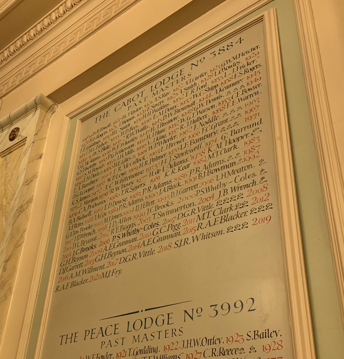 Friday night <a href="/TheCabotLodge/">The Cabot Lodge</a>,guests of the master elect our dear friend WBro David Tarr on his installation. A lovely evening