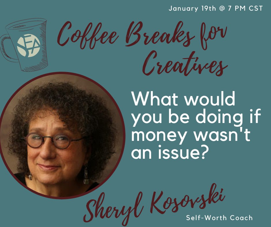Free Session on Managing Your Money, Pricing, and more! Wednesday at 7 PM CST over Zoom. Attendees will also receive a FREE link to download Sheryl's Pricing Guide. Learn more and access Zoom link here: selfemploymentinthearts.com/free-weekly-se…