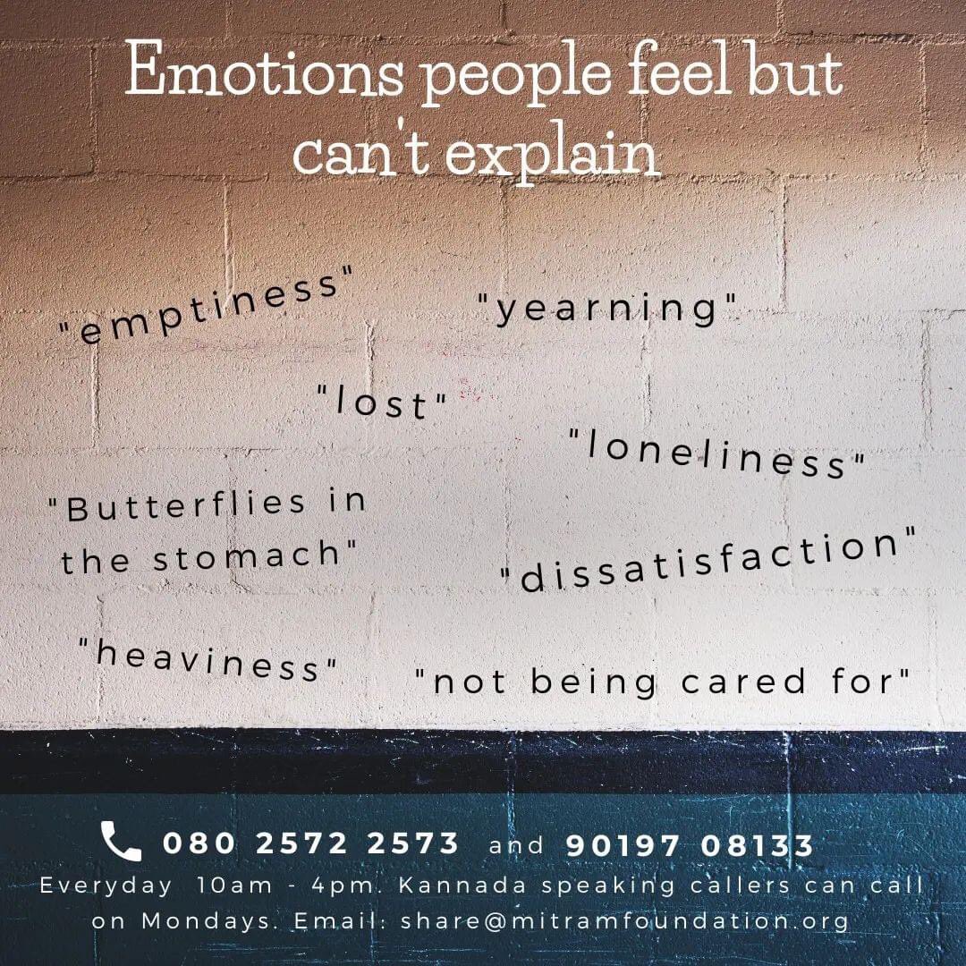 As human beings, it is natural that we will be feeling many emotions in a day. Many times, we are unable to understand our feelings or process them. We struggle to name the correct feeling and we may think it is vague. However, talking about our emotions can help us #Help #talk