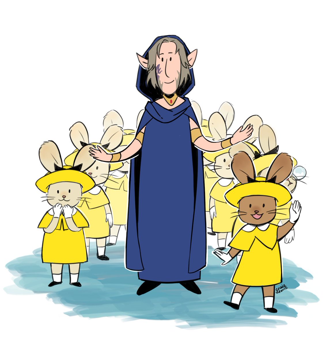 enniedraws's tweet photo. Urianger and the Loporrits as a beloved childhood show 💛 #FFXIV https://t.co/2PTbMeIUZt