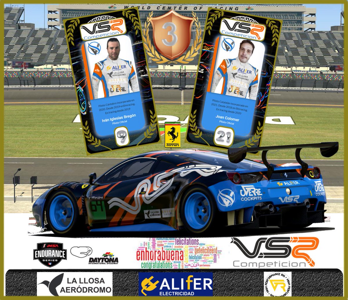 VsrCompeticion's tweet photo. Estrenamos también laureles en la temporada con esta P3 en la IMSA Endurance al volante del Ferrari 488 GT3 EVO.
Buen calentamiento para las 24h han tenido nuestros pilotos.
🏎️@BregonIvan y @SokCatala 
Enhorabuena!!!, Gran trabajo chicos 👏🏼💪🏼🧡 https://t.co/akz2MXa57J