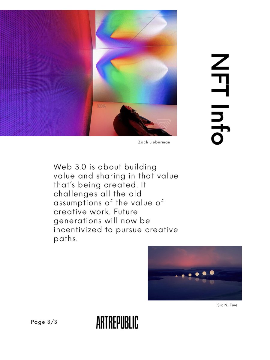 Creatives are shaping the modern world, especially as we transcend beyond screens and into a mixed reality. As we continue to build Web 3.0 and utility within blockchain technology, we will create multi generational abundance and community, allowing for an enlightened generation.