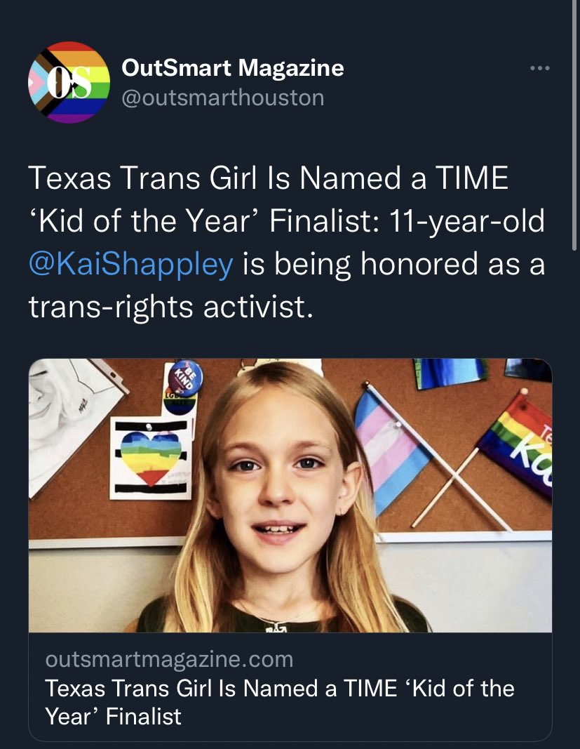 Slatzism's tweet photo. TIME magazine and the alphabet soup people literally celebrating the transing of a child whose parents admitting to physically and emotionally abusing out of fear he might be gay https://t.co/M76D3MlT67