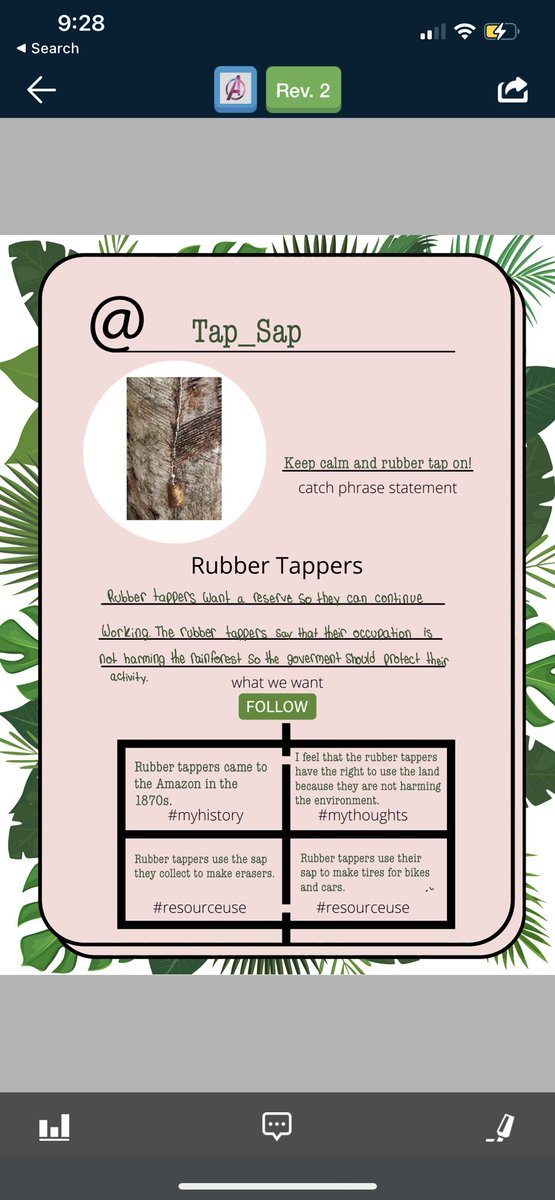7Svms's tweet photo. In Social Studies class students are learning about the conflict over land in the Amazon Rainforest. They completed a social media profile page (selfie) for different groups and how they want to use the resources inside of the Amazon Rainforest. @SauconValleyMS @JamesPDeegan https://t.co/ZTasCmxGdC