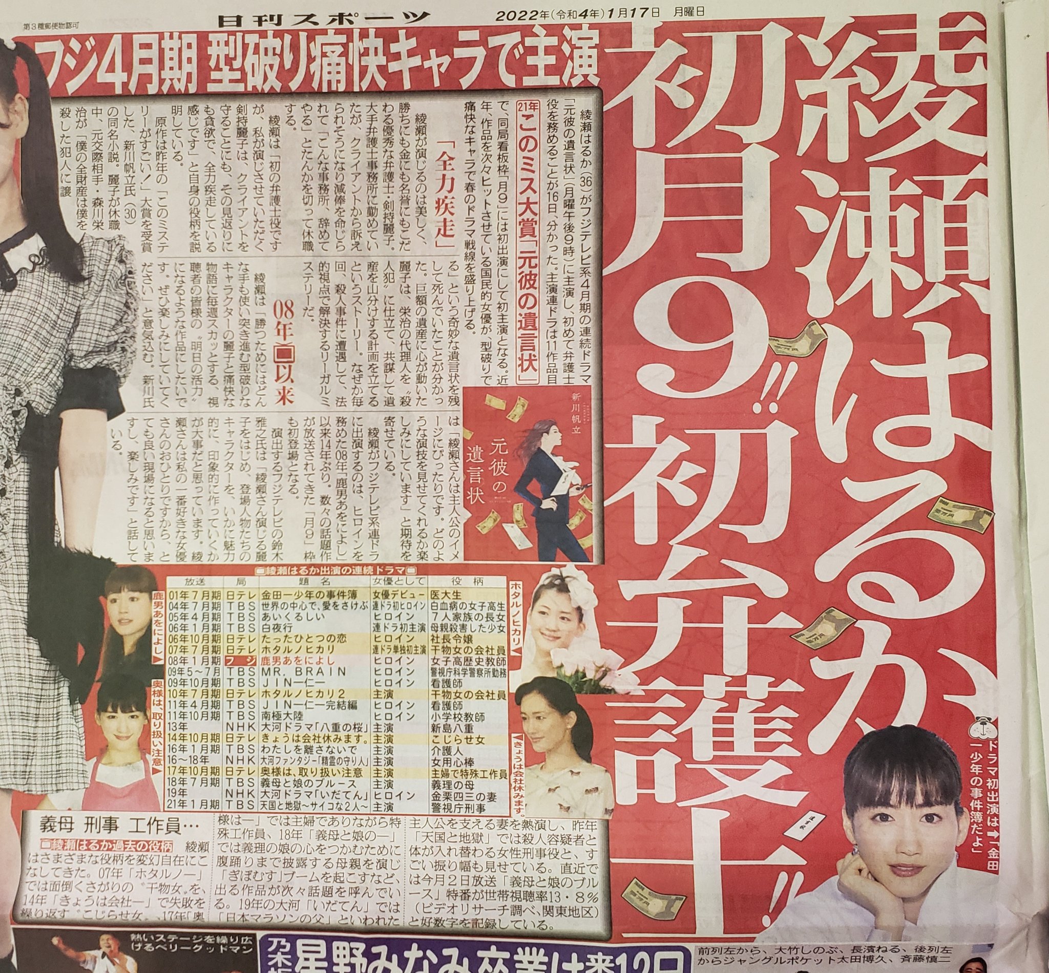 ひろはる 100 はるかちゃん 日刊はデカいぞ 元彼の遺言状 月9ドラマ 綾瀬はるか T Co Scwgn14ooj Twitter