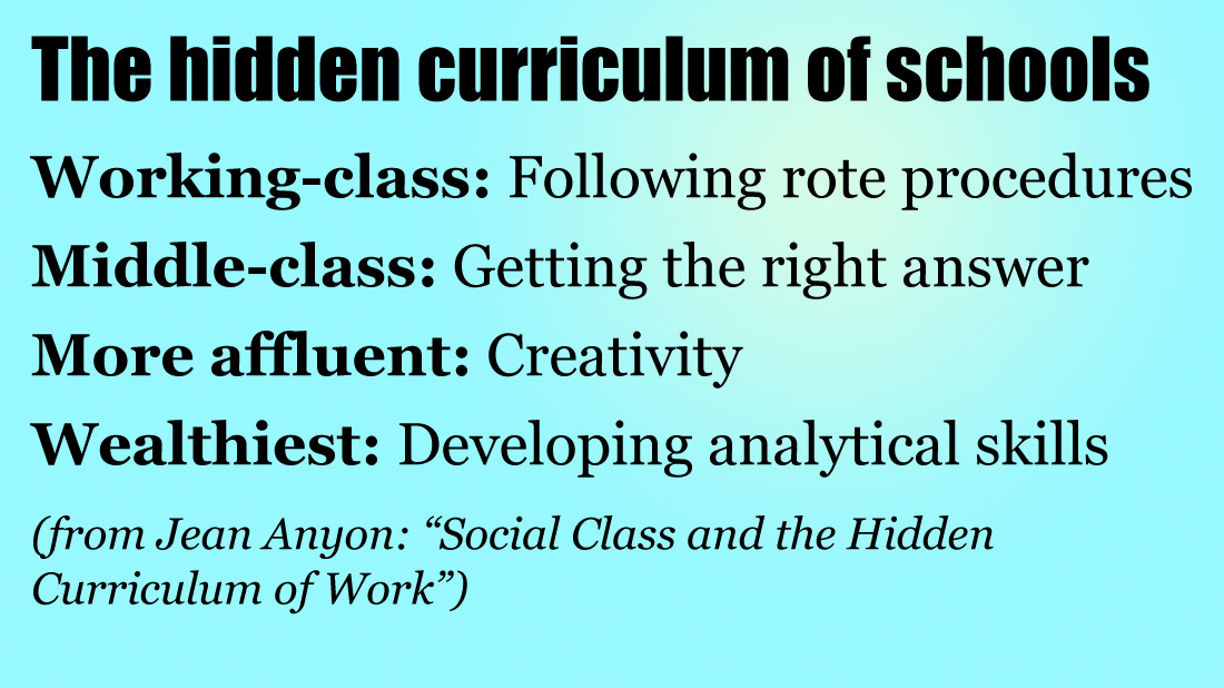 jean anyon social class and the hidden curriculum of work