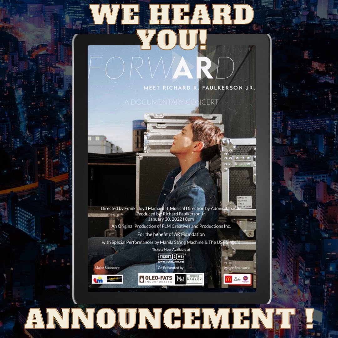 ARfoundationinc's tweet photo. We heard you!

Because of your overwhelming support and requests,
we have added SLOTS and ForwARd ticket selling is now OPEN again!

Visit Ticket2Me website to purchase your tickets [until supplies last]!

https://t.co/jnA7FDlwva

@aldenrichards02 
#ALDENForwARd
#ALDENRichards https://t.co/FvBDBu4O8j