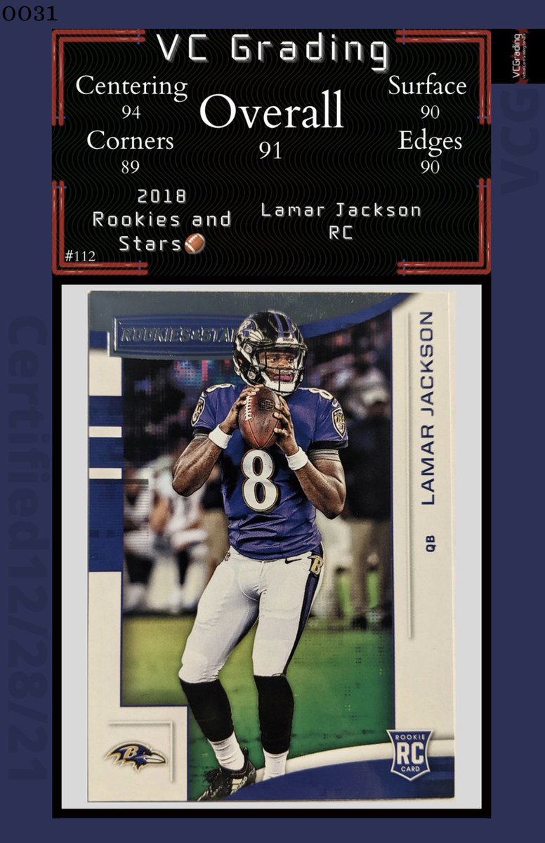 VC_Grading's tweet image. Sub from @IestynTHarris 

#31 - 2018 Rookies and Stars 🏈 Lamar Jackson:
91 Overall 

#32 - 2020 Illusions 🏈 Joe Burrow:
94 Overall