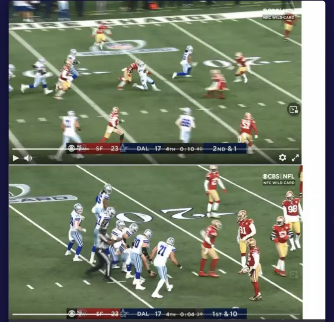 bay_tompa's tweet photo. @404bih @JoeSlabby @cloakzy How is this misplaced? You can’t spit your own ball 3 yards ahead of where you went down. Clown https://t.co/6jPaebZezP