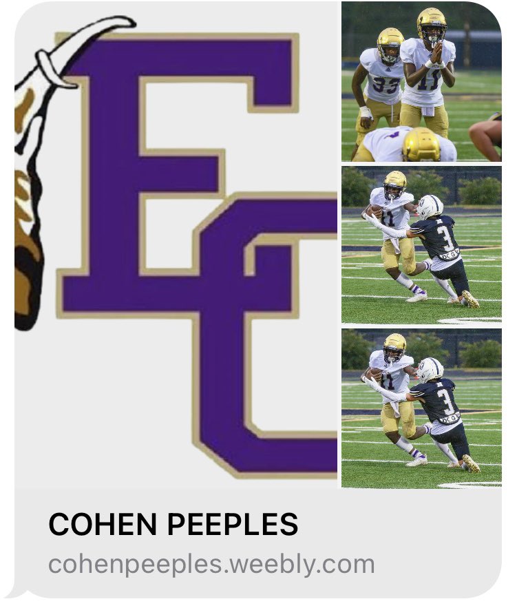 Made the most of my “snow day” and long weekend. Created a website cohenpeeples.weebly.com with <a href="/CedricPeeples/">Dr. Cedric Peeples</a>. Committed to excellence <a href="/CoachSmallEC/">Coach Small EC</a> <a href="/TheCoach_Barge/">Coach Barge</a> @Recruit_Databse <a href="/RecruitGeorgia/">Recruit Georgia</a> <a href="/PrepRedzoneGA/">Prep Redzone Georgia</a> #outworkyesterday #jeremiah29:11