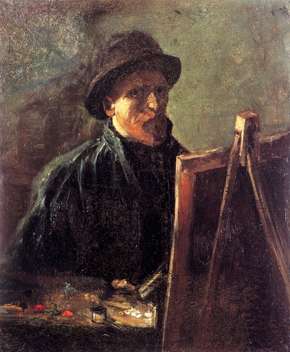 vangoghartist's tweet image. Self-Portrait with Dark Felt Hat at the Easel, 1886 #vincentvangogh #postimpressionism