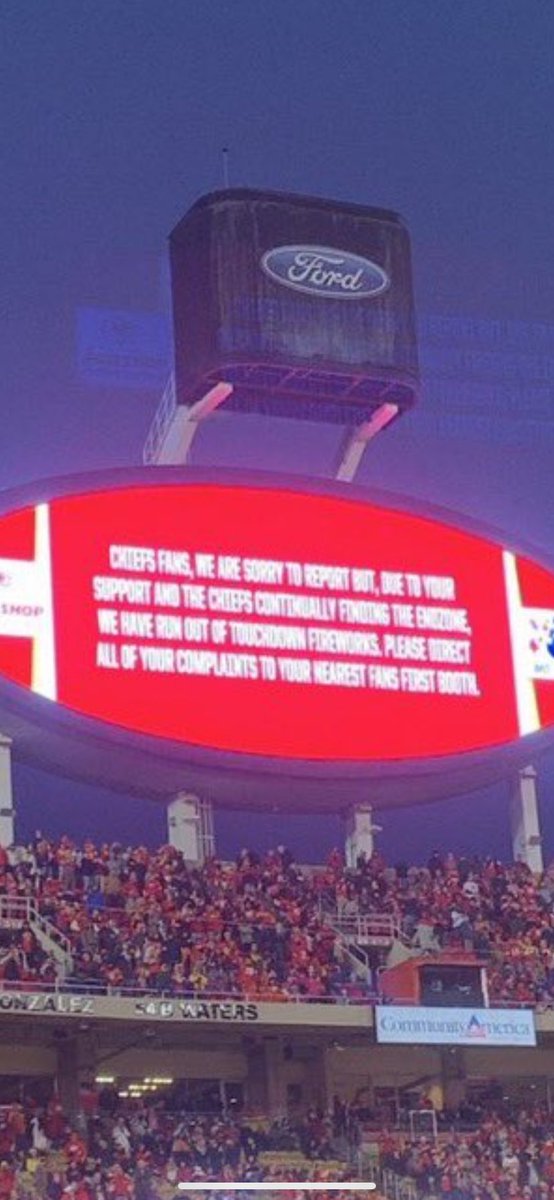Arrowhead just ran out of fireworks cause the offense scored too many points😭😭😭