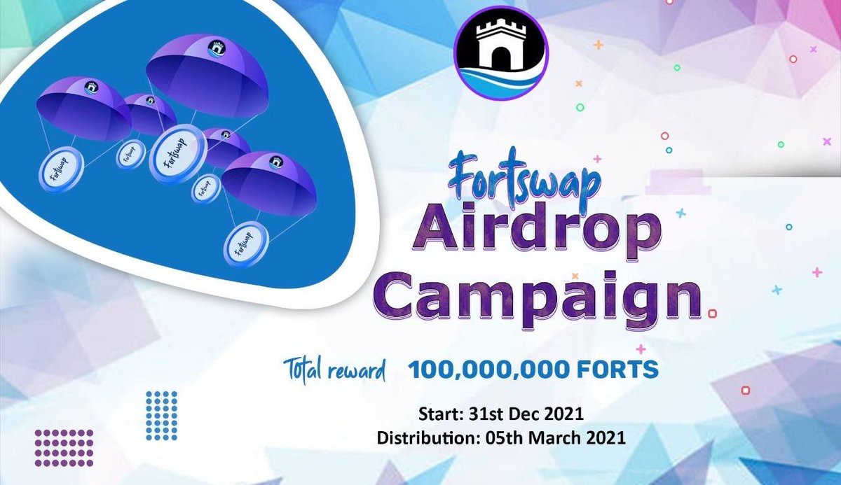 blazeairdrop's tweet photo. Airdrop Info : https ://t.me/blazeairdrop
----------------------------

🚀 Airdrop: Fort swap
💰 Value: $ 50
👥 Referral: $ 10
💸 Tokens:  50 #Forts

Talk with the Telegram Bot :
https://t.co/oP4LRRJPqS

📅 Start Date: 8th jan,2022
🏦 Distribution Date: 30 jan,2022 https://t.co/a6bUpFM4W8