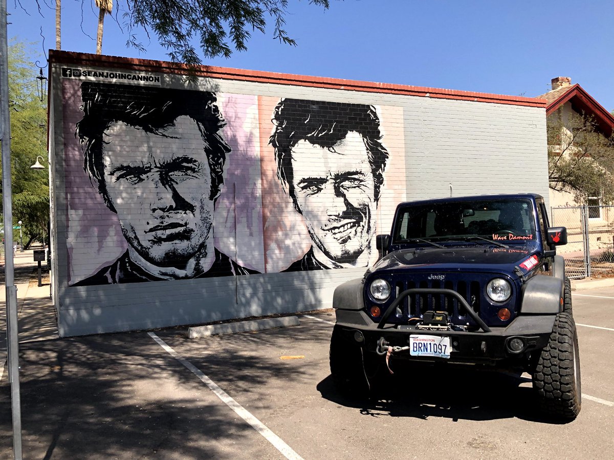 YourJeepGirl's tweet photo. Had a minor heart attack when I saw #clinteastwood was trending. Made me think of this mural I saw. ❤️ https://t.co/Ql7Xbt1lXP