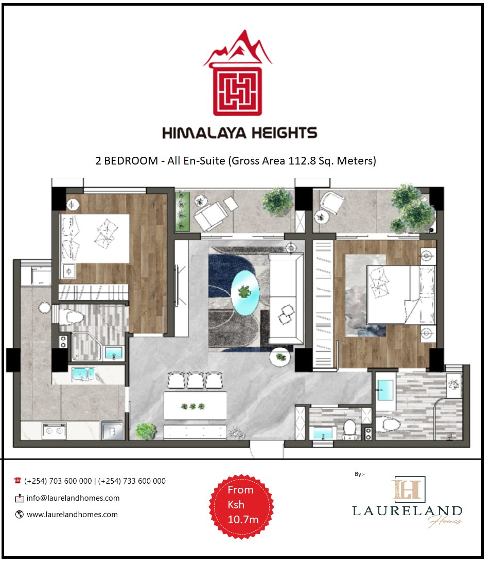 #LuxuryApartments #ApartmentsForSale #LuxuryHomesForSale
Spacious 2 Br All En-Suite Units at Himalaya Heights, currently under construction along Kindaruma Road, Kilimani Area, Nairobi.
> (+254) 703 600 000 | (+254) 733 600 000
> info@laurelandhomes.com
> laurelandhomes.com