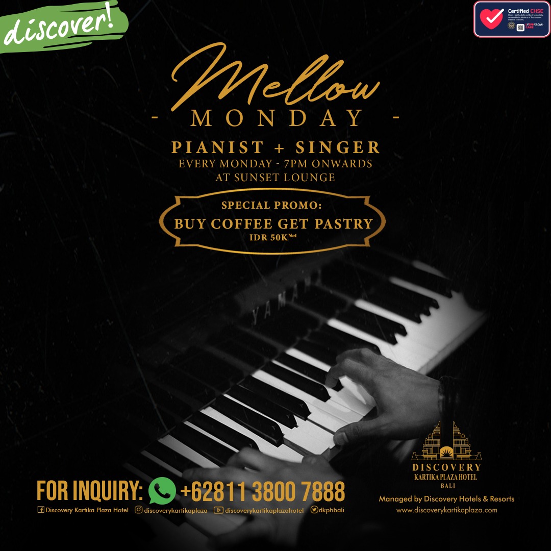 DkphBali's tweet photo. Good Music. Good Friends. Good Vibes.

Chill out with our Singer and Pianist on Mellow Monday!

Every Monday at 7PM - onwards.

For inquiry :
+6281138007888

* Terms &amp; Conditions Apply https://t.co/7gem6OSBbM