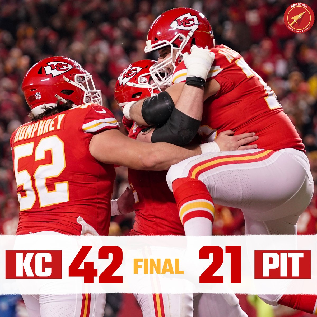 It's a final at Arrowhead. The Chiefs move on.