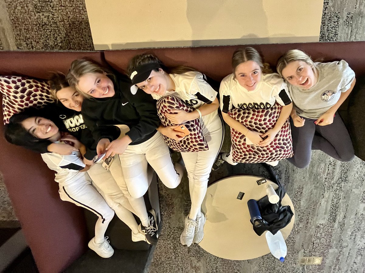 Wavoodoo's tweet photo. Lots of bonding time in between games. Lost a close back &amp; forth to the top seed, but a lot of clutch hitting! Tomorrow we fight our way back! @LHines2022 had her 3rd bomb 💣 of the day! https://t.co/CcAJJy9Y6U