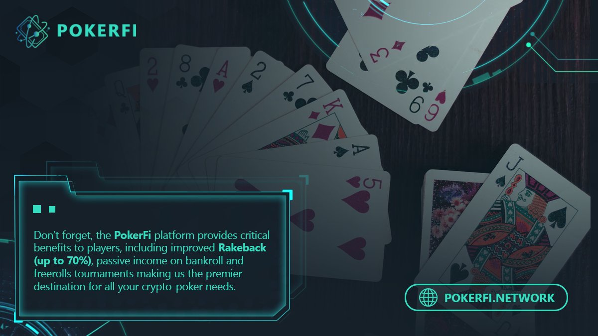 Don’t forget. The #PokerFi platform provides critical benefits to players, including improved #Rakeback (up to 70%), passive income on bankroll, and freerolls #tournaments making us the premier destination for all your crypto-poker needs.

#PKS $PKS