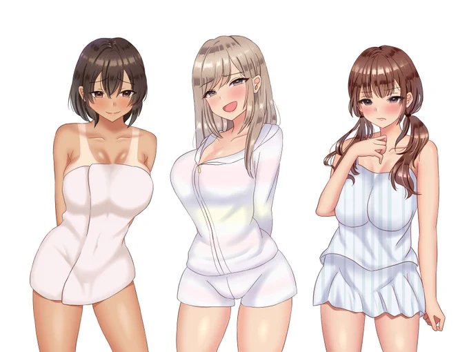 #無言で立ち絵を貼るとフォロワーが増えるらしい 

次の新作【田舎の従姉妹のギャル達に搾り取られてますっ!?(仮)】の立ち絵けっこう可愛く出来て満足♡ 