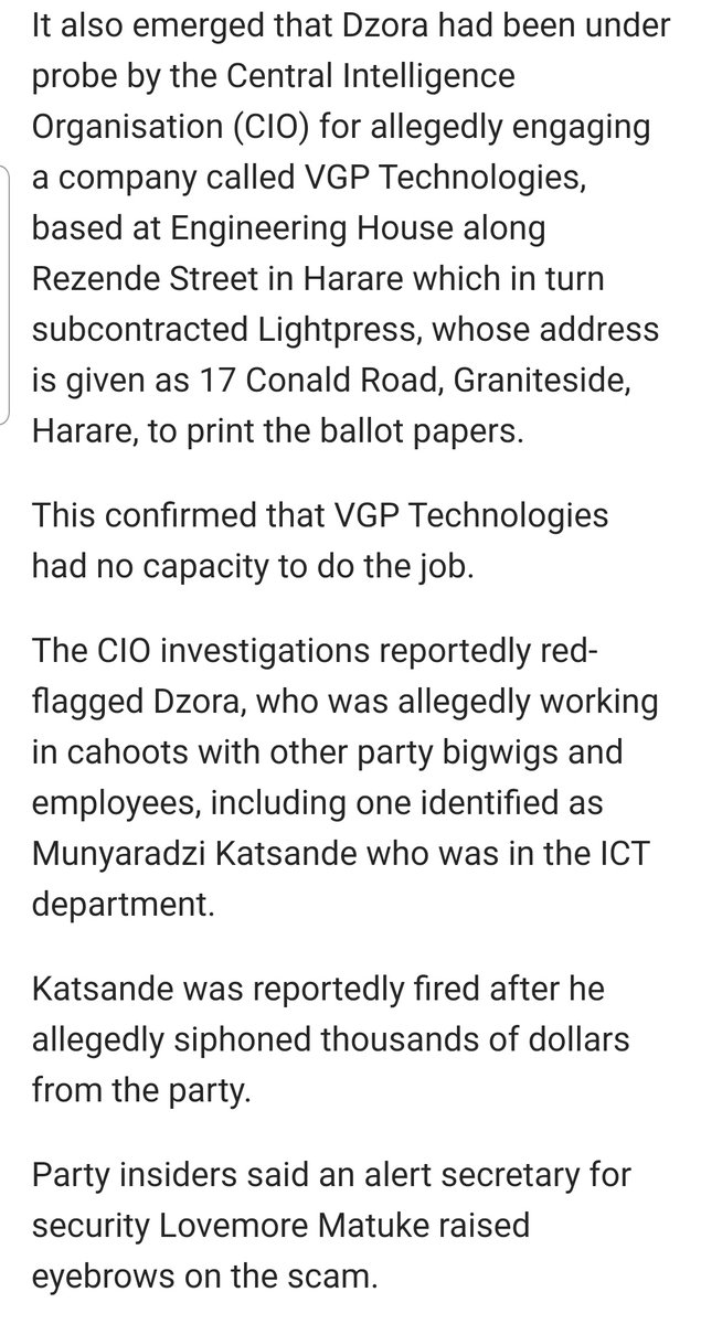 ProfJNMoyo's tweet photo. "MNANGAGWA FIRES PARTY CHEF OVER BALLOT SCANDAL"
@NewsDayZimbabwe 17/1/22

This is linked to the firing of Owen "Machete" Mudha Ncube; @edmnangagwa is being forced to deal with his trusted boys who did all the dirty work to steal the party polls for him!

https://t.co/oXs7AcOOsk https://t.co/4nFjC5Vvae