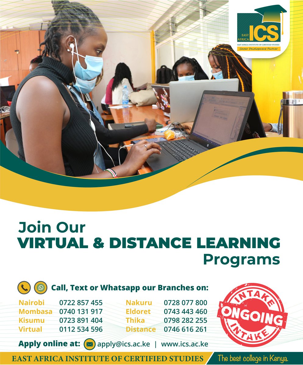 ICSCollege's tweet photo. VIRTUAL CAMPUS AND DISTANCE LEARNING
Start Your Adventure To Campus Life Today
Are your daily schedules so tight, or unable to fix school hours? No worries ICS College through our online/distance learning program will come through for you.
Enroll with us today
#icscollege https://t.co/wNSsKlW2ES