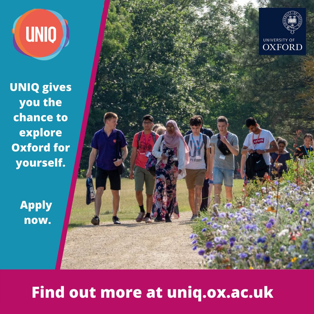OxfordUNIQ's tweet photo. #UNIQ2022 will provide a summer residential in Oxford, as well as online support for students starting in April and continuing for several months. To find out more visit https://t.co/2sBf5W5gZE https://t.co/3t850XFjrX