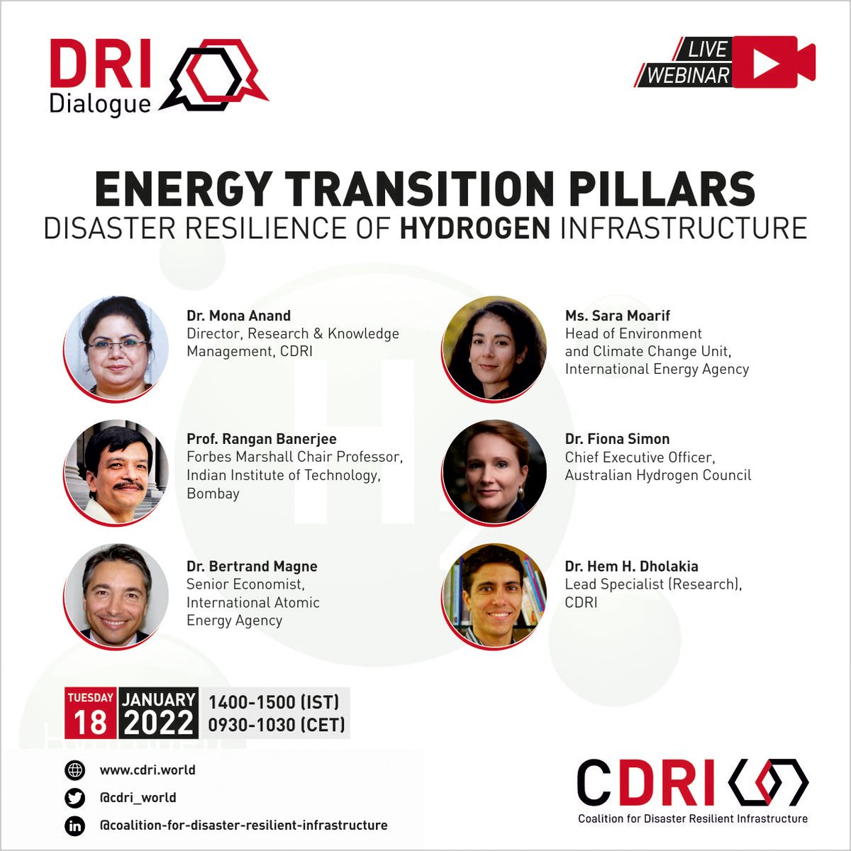 cdri_world's tweet photo. We are hosting a DRI Dialogue on Disaster Resilience of Hydrogen Infrastructure. 
Join us tomorrow for a discussion on risks and potential solutions to building disaster resilience of hydrogen energy infrastructure.
Register now: https://t.co/7RR6zjGkM3
#Resilientinfra https://t.co/oJGyltDyhg