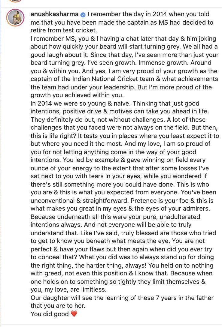 What a beautiful note by Mrs. Kohli! Viral Kohli is a true champion! Will always remember him for walking up to our boys &amp; congratulating them after 🇵🇰 defeated 🇮🇳 in Dubai T20 World Cup! ♥️
Thank u for sharing, @aaliaaaliya! 🙏🏻🌷 