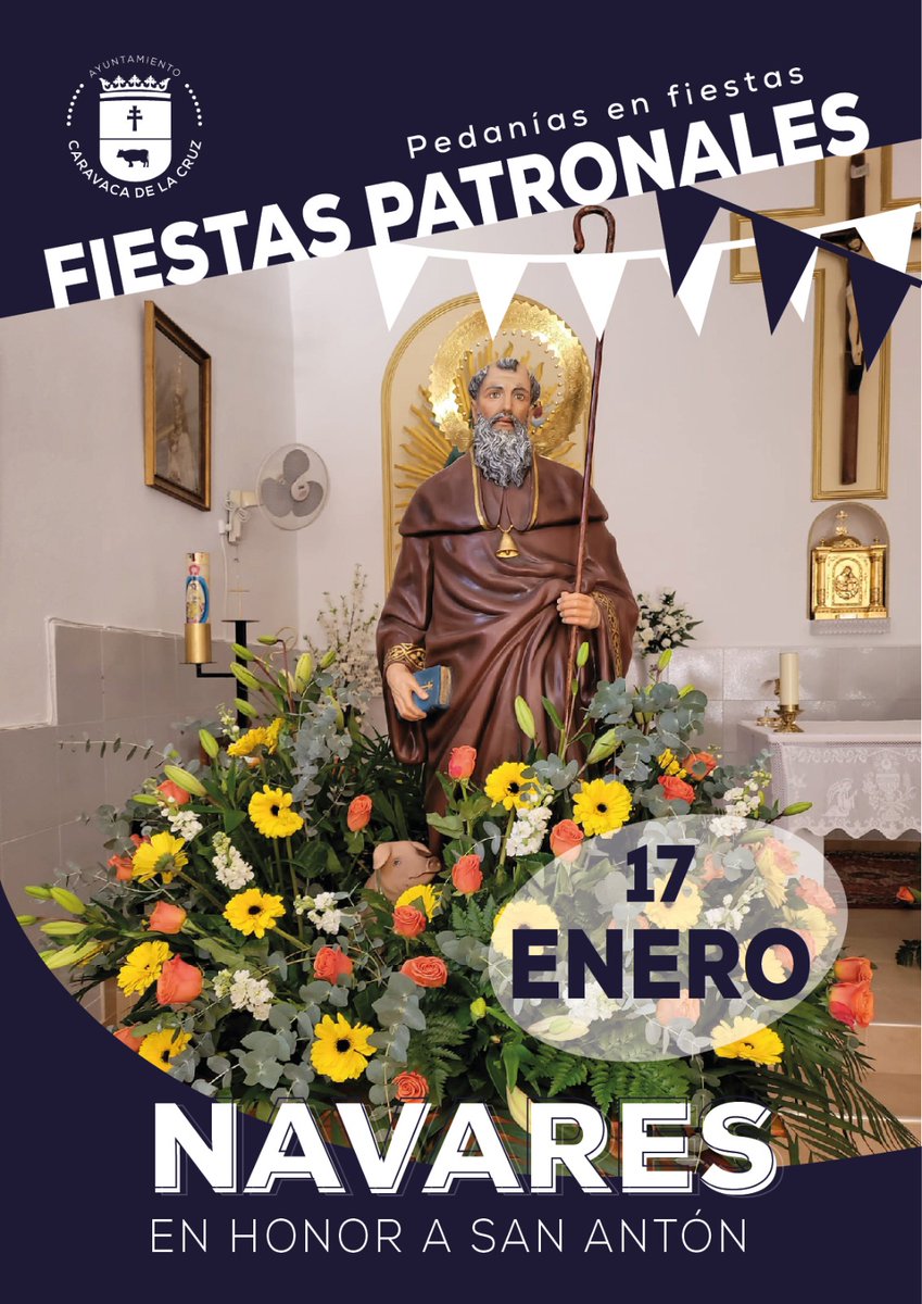 AytodeCaravaca's tweet photo. Felicitamos a #Navares, #Benablón y La #Almudema por la festividad de San Antón .
ℹ Las comisiones de fiestas mantienen este año los actos religiosos en honor al patrón⤵️
🔹️Navares, lunes, 17, 11.30 h
🔹️Benablón, sábado 22, 18.30 h
🔹️La Almudema, domingo 23, 12.00 h https://t.co/1Mj1iXX94Q