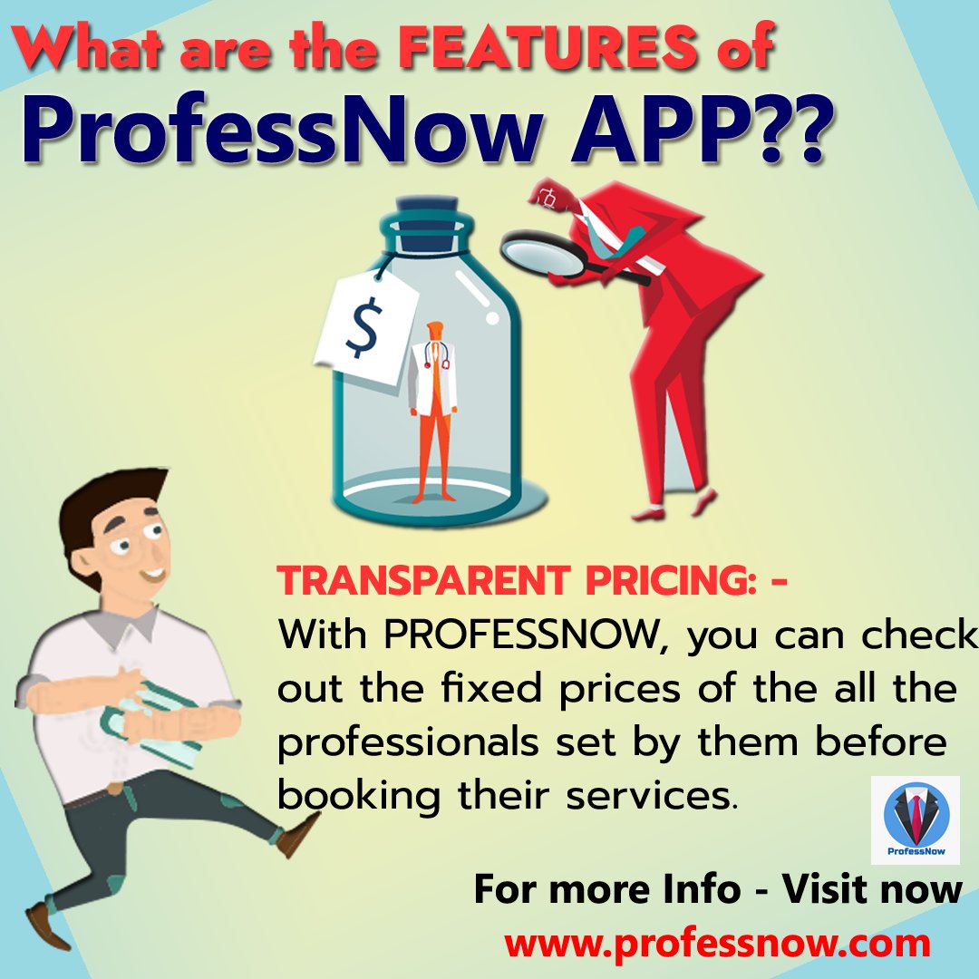 ProfessNowIn's tweet image. With PROFESSNOW, you can check out the fixed prices of the all the professionals set by them before booking their services
Professionals - bit.ly/professnow-pro…
USERS- bit.ly/professnow-user
#Professnow #OnDemandApplication #OnDemandServices #Professionals #Appointment #Online