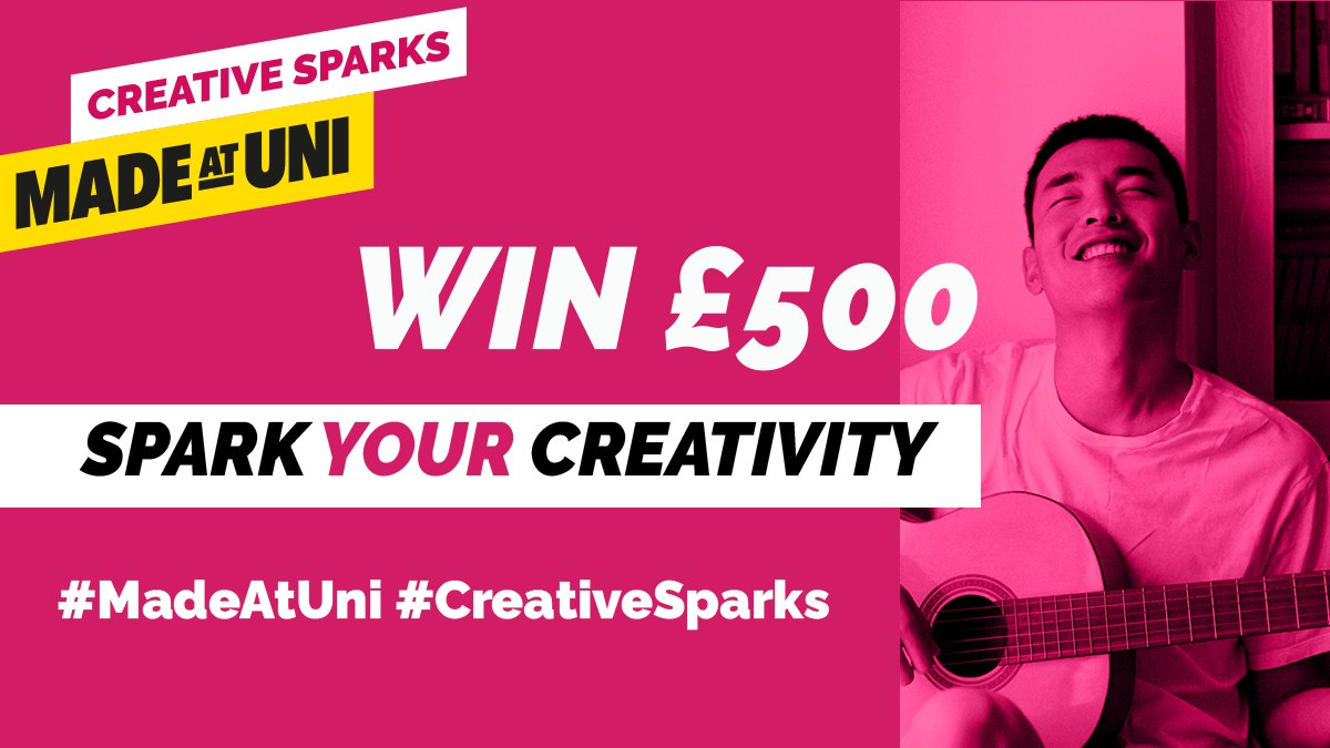 UniversitiesUK's tweet photo. #SparkYourCreativity with the #CreativeSparks competition ⚡

All you need to do is use an artform of your choice to depict 'creativity made at uni', post it and tag us @madeatuni.

Full details 👉 https://t.co/Bv0BOx8mG3

#MadeAtUni #CreativeSparks https://t.co/QVuvN4wUiJ