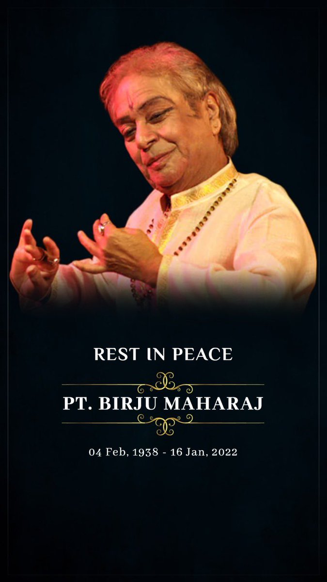 Immense loss to our dance fraternity. Om Shanti