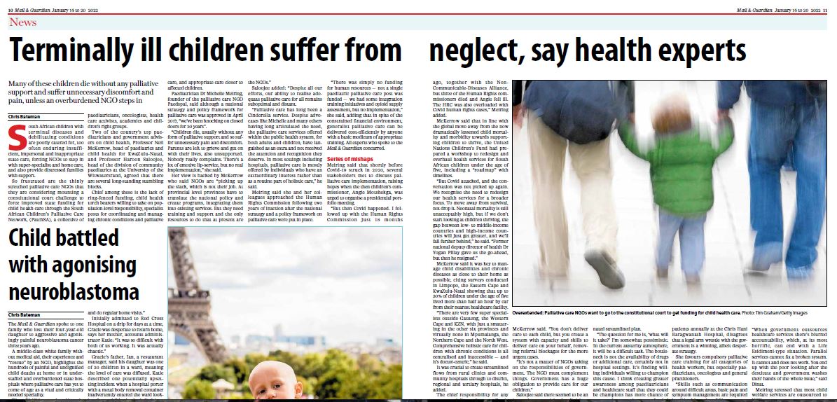 "Children die, usually without any form of palliative support and so suffer unnecessary pain and discomfort. Parents are left to grieve and get on with their lives, also unsupported. There's a lot of emotive lip-service, but no real implementation." Read @ bit.ly/3tDm2Ov