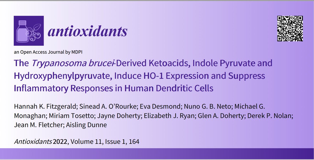 Hannah Fitzgerald, PhD (@hannahkfitz) on Twitter photo Thrilled that my PhD work has now been published in <a href="/antioxidants_OA/">Antioxidants MDPI</a> <a href="/MDPIOpenAccess/">MDPI</a> 🎉 We investigate the immunomodulatory properties of #Trypanosome-derived ketoacids in human DC. Great way to start the New Year! <a href="/Dunne_Lab/">Prof. Aisling Dunne</a> mdpi.com/2076-3921/11/1… Thrilled that my PhD work has now been published in <a href="/antioxidants_OA/">Antioxidants MDPI</a> <a href="/MDPIOpenAccess/">MDPI</a> 🎉 We investigate the immunomodulatory properties of #Trypanosome-derived ketoacids in human DC. Great way to start the New Year! <a href="/Dunne_Lab/">Prof. Aisling Dunne</a> mdpi.com/2076-3921/11/1…