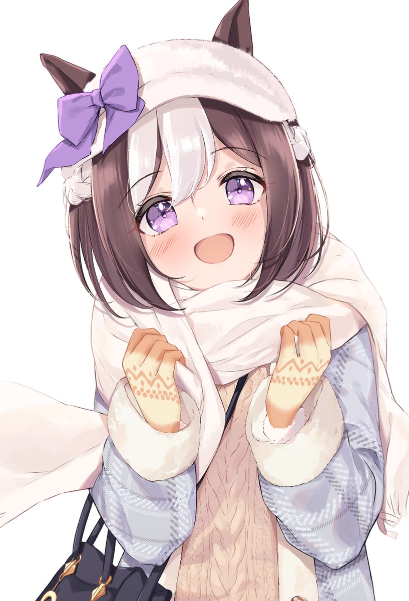 special week (umamusume) 1girl solo white scarf animal ears scarf horse ears hat  illustration images