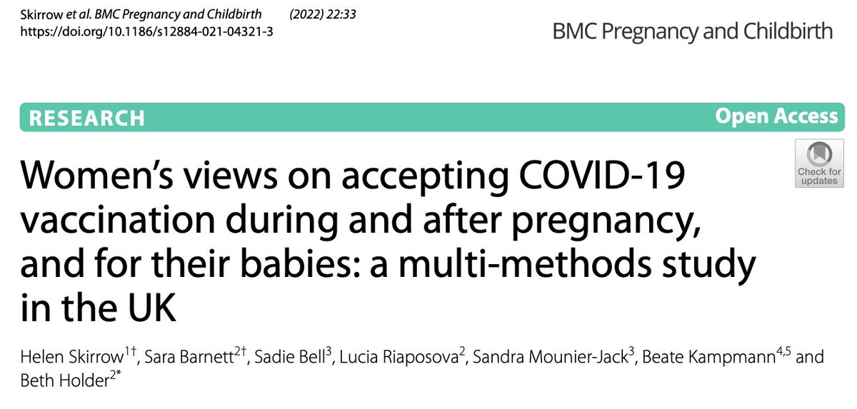 New paper: Covid-19 vaccine acceptance among pregnant women & their babies tinyurl.com/mr2mewuz 🤰have questions 🤰from ethnic minorities & lower incomes less likely accept vaccination 👉need clear safety information & targeted interventions @drbethholder @BeateKampmann