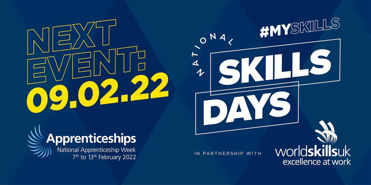 CareersWeek's tweet photo. ๐ฏ @NCWSkillsDays
๐ค Next event ๐
๐๏ธ Wednesday 9th February 2022.
๐ฅ @Apprenticeships Week.
๐ In partnership with @worldskillsuk
#MySkills
#NAW2022 https://t.co/WZulmeuA6O