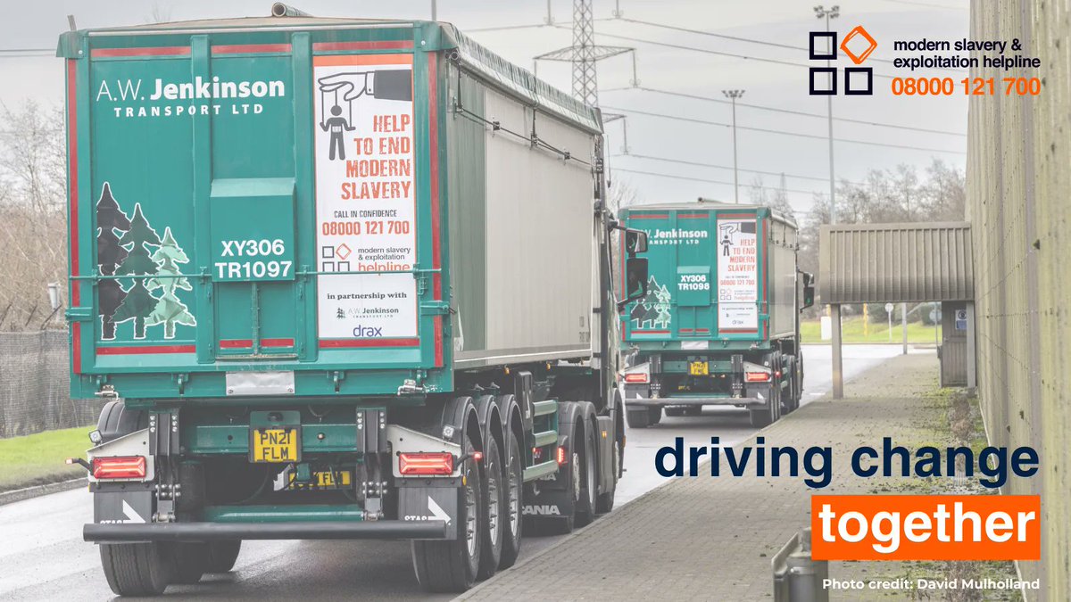 MSHelpline's tweet photo. Great to see our Helpline on the move thanks to #AWJenkinson @NaturalFlake & @DraxGroup. No matter what sector you’re in, you can help us drive #change by promoting our Helpline. For FREE downloadable resources, go to: https://t.co/Z91yebBjKF #modernslavery #partnerships https://t.co/GpB7xpOlrm